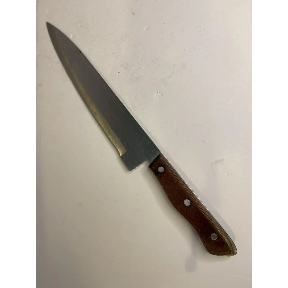 Precision Hollow Ground Wood Handle Three Rivet Full Tang Chef's 9 in. Knife